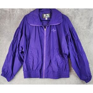 F.E.V. Sport Jacket Womens Medium Purple 80s 90s Retro Vintage Windbreaker